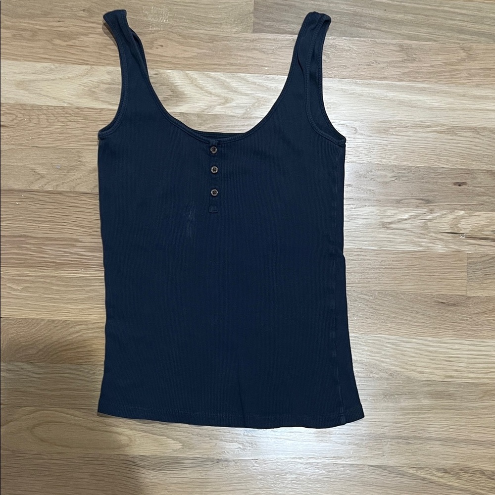 Classic Black Buttoned Tank Top